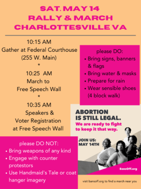 poster for May14, 2022 Abortion rights rally