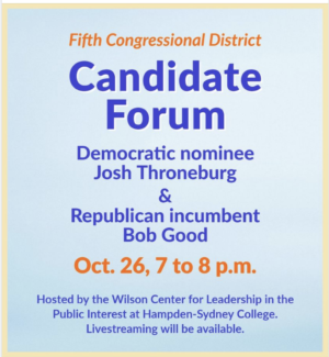 flyer for October-2022-5th-District Candidates Forum Josh Throneburg-Bob Good
