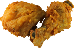 Images of two pieces of fried chicken