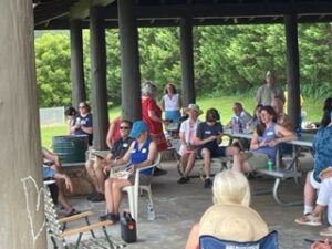 Photo of Dems at the at the Albemarle+Cville Dems Picnic sitting around before the speeches began
