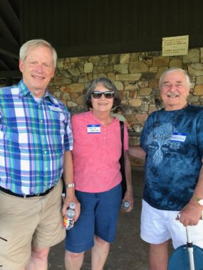 Photo of Lloyd Snook, Sheila Haughey, and Madison Cummings at the Albemarle+Cville Dems Picnic 20230730