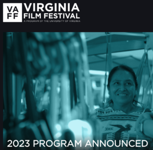 Screenshot from the 2023 Virginia Film Festival homepage announcing the program publication and showing a photo of Maria Chavalan Sut from the documentary “Sometime, Somewhere” (“Algún Día, En Algún Lugar") 
