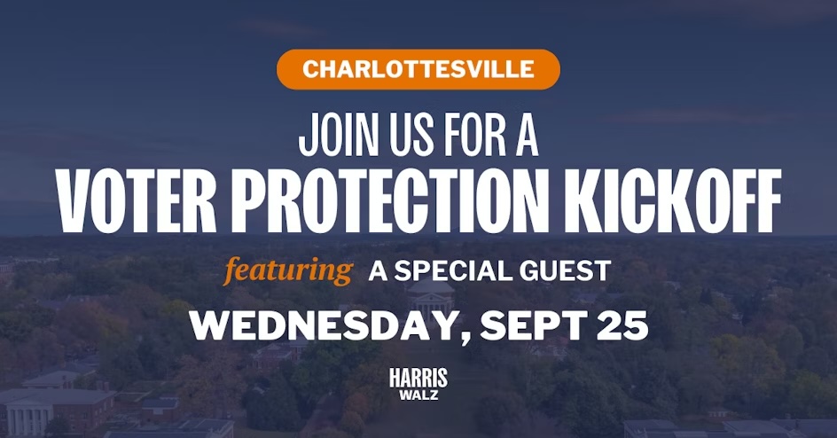 graphic announcing 2024 Voter Protection kickoff event online. Date and time are given.