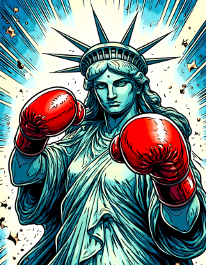 Lady Liberty Wears Boxing Gloves